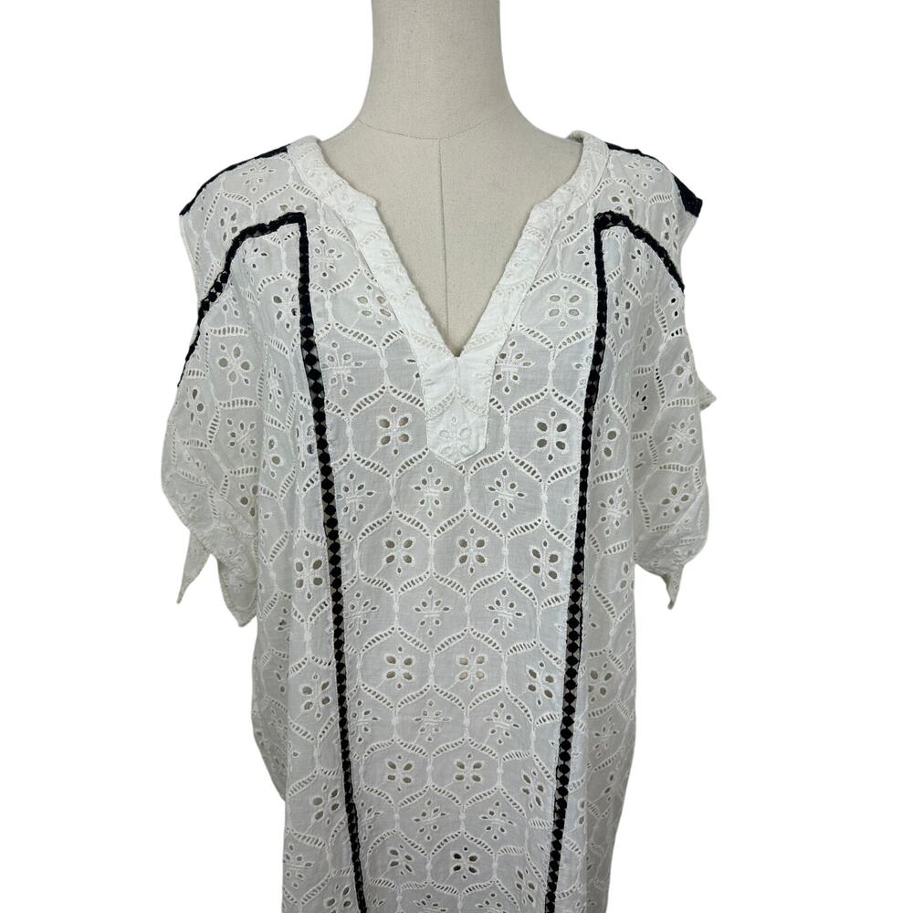 Hemant & Nandita Anthropologie Aditya Embroidered Tassel Tunic White Medium Boho - Picture 7 of 11